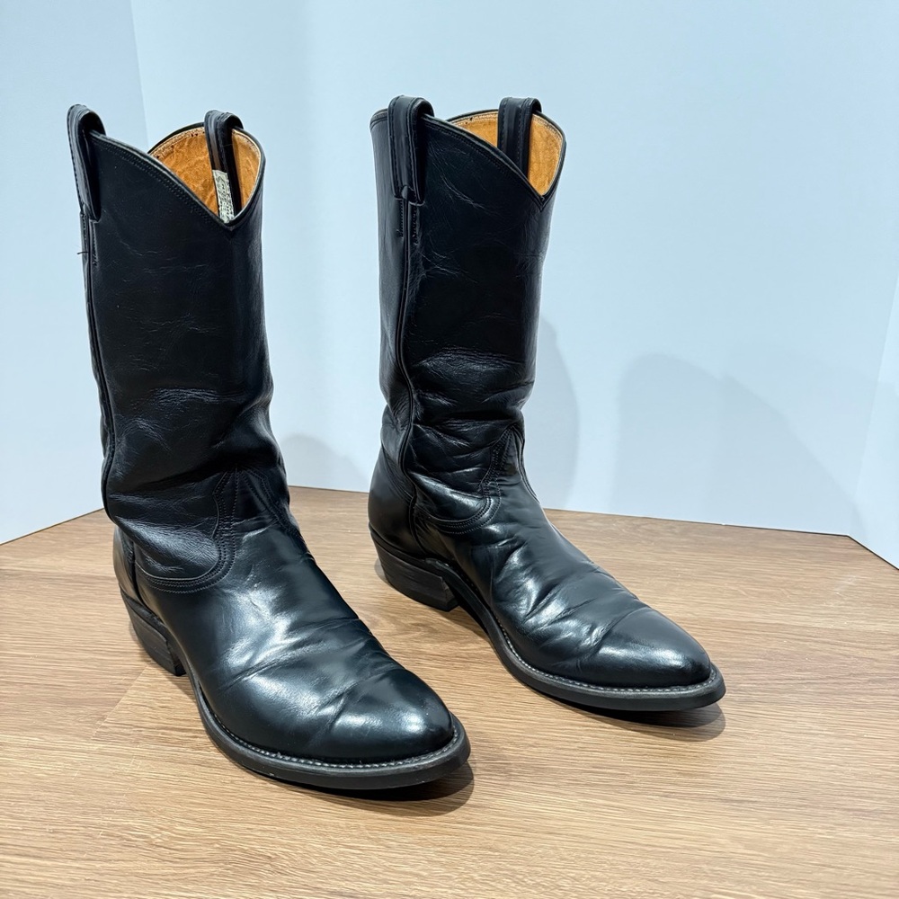 Nocona Black Leather Western cowboy Boots size 9 1/2 - Picture 3 of 13